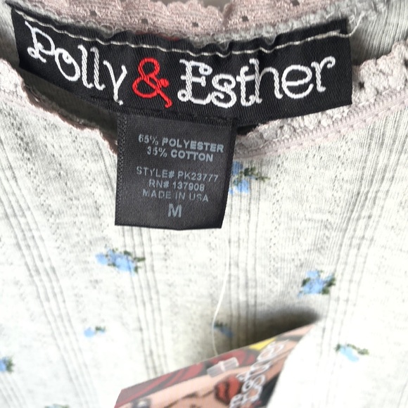 Polly & Esther Gray Cropped Sleeveless Shirt Tank Top Size M - Picture 3 of 6